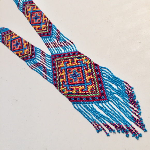 Woven Seed-Bead Boho Necklace - Picture 8 of 9